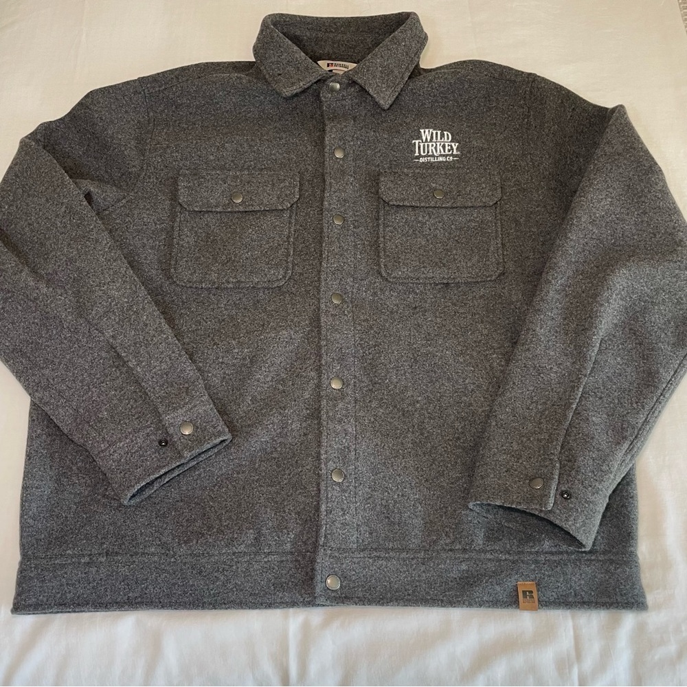 Men's Gray Snap-Front Wool Blend Jacket
